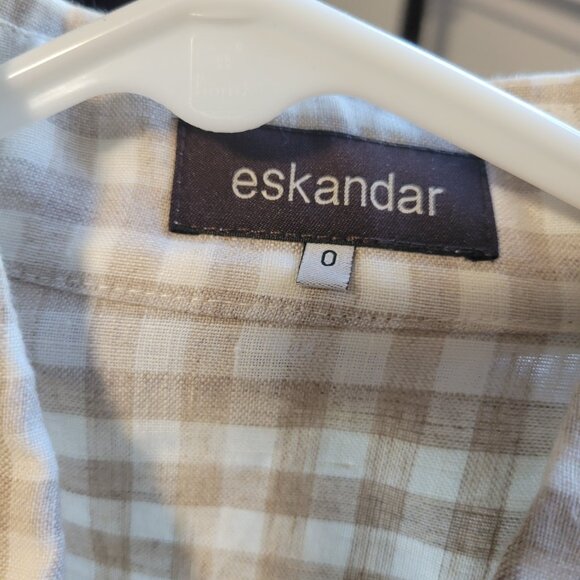 NWT Eskandar Oversized European Tan & White Plaid Dress - Picture 4 of 10